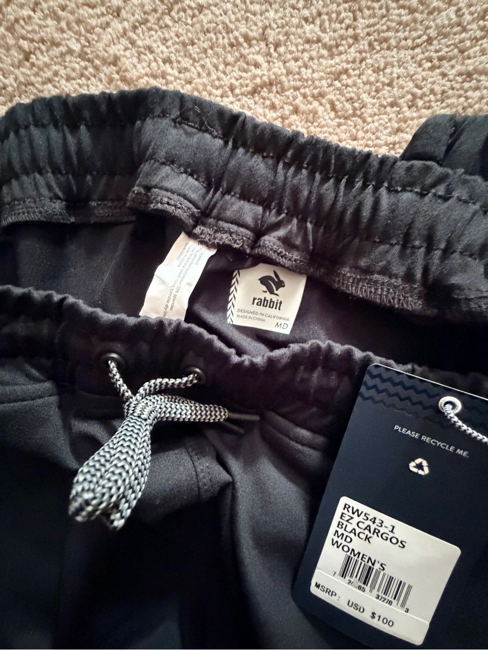 NWT Women’s Rabbit Black Cargo Jogger Pants - Size Medium - Picture 5 of 5